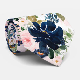 PixDezines H2 Blush Roze Navy Bloemen Stropdas
