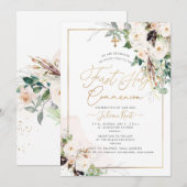 PixDezines H2 Blush Rozen Eerste Heilige Communie Kaart (Voorkant / Achterkant)