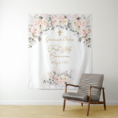 PixDezines H2 Blush Rozen Eerste Heilige Communie Wandkleed (In situ)