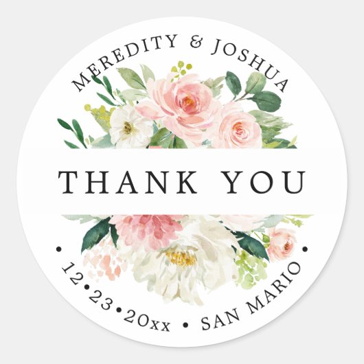 PixDezines H2 Blush Rozen Trouwgunsten Ronde Sticker (Voorkant)