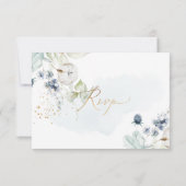 PixDezines H2 Dusty Blue Winter Cotton Cartes RSVP (Dos)