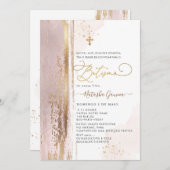 PixDezines H2 Dusty Rose Batismo Invitation (Devant / Derrière)