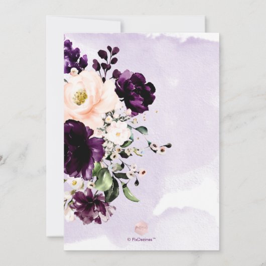 PixDezines H2 Eggplant Peonies Roos BrunchBubble Kaart (Achterkant)
