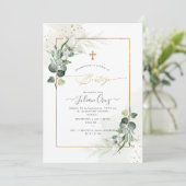 PixDezines H2 Eucalyptus Bautizo Invitation (Debout devant)