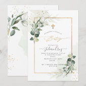 PixDezines H2 Eucalyptus Bautizo Invitation (Devant / Derrière)