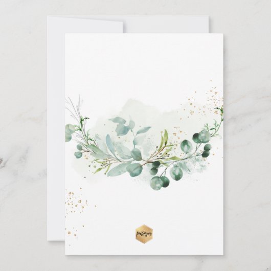 PixDezines H2 Eucalyptus Christening Invitation (Dos)