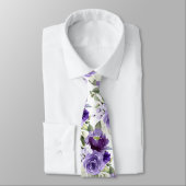 PixDezines H2 Flowers Violet Lavender Paarse Rozen Stropdas (Gebonden)