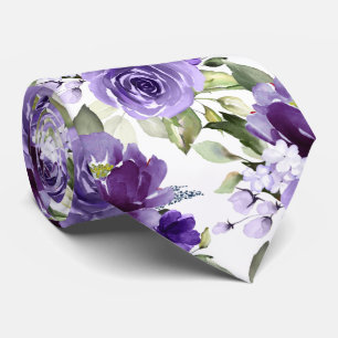 PixDezines H2 Flowers Violet Lavender Paarse Rozen Stropdas