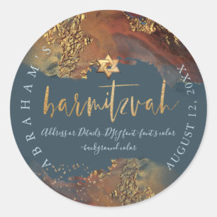 PixDezines H2 Galaxy Modern Abstracte Bar Mitzvah Ronde Sticker