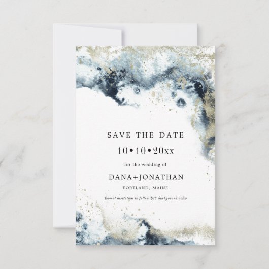 PixDezines H2 Golven Metallic Schuim sparen de Dat Save The Date (Voorkant)