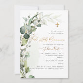 PixDezines H2 Greenery Gum Foliage First Commumen Kaart (Voorkant)