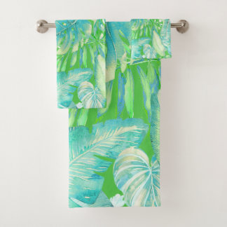 PixDezines H2 Hawaïaanse Jungle Aqua Neon Groen Bad Handdoek