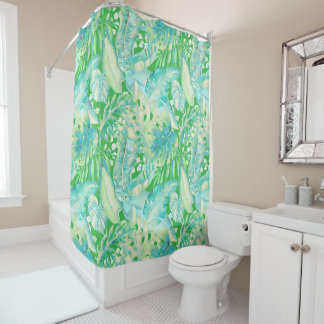 PixDezines H2 Hawaiiaanse Jungle Groenerie Douchegordijn