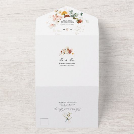 PixDezines H2 Herfst Garden Flowers All In One Uitnodiging (Buitenkant)