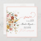 PixDezines H2 Herfst Garden Flowers sparen de Datu Save The Date (Voorkant / Achterkant)