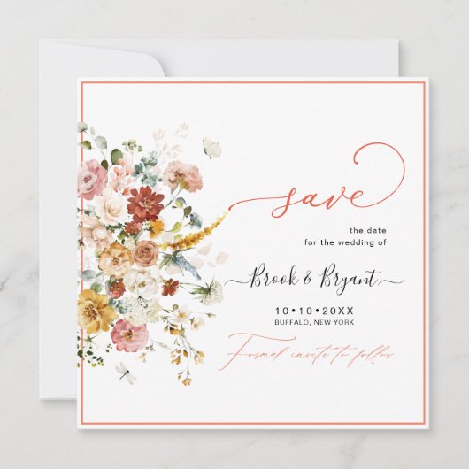 PixDezines H2 Herfst Garden Flowers sparen de Datu Save The Date (Voorkant)