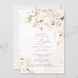 PixDezines H2 Hydrangeas Blush Rozen Baptisme Kaart
