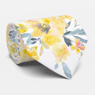 PixDezines H2 Lente Bloemen Gele Rozen Stropdas