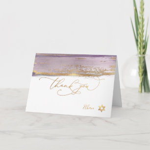 PixDezines H2 Paarse Mauve Mitzvah ✡ Bedankt Kaart