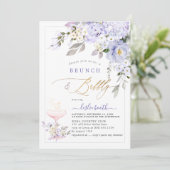 PixDezines H2 Paarse Rozen Hydrangea Brunch Bubble Kaart (Staand voorkant)