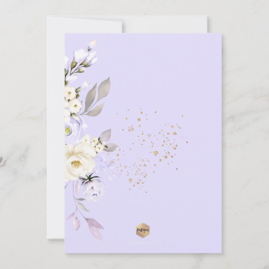 PixDezines H2 Paarse Rozen Hydrangea Brunch Bubble Kaart (Achterkant)