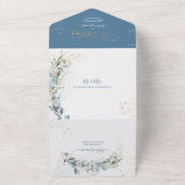 PixDezines H2 Robuust Blue Eucalyptus Gold All In One Uitnodiging (Buitenkant)