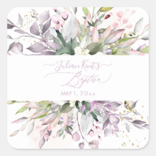 PixDezines H2 Roze Eucalyptus Baptism Classic Roun Vierkante Sticker