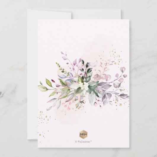 PixDezines H2 Roze Eucalyptus Baptism Uitnodiging (Achterkant)