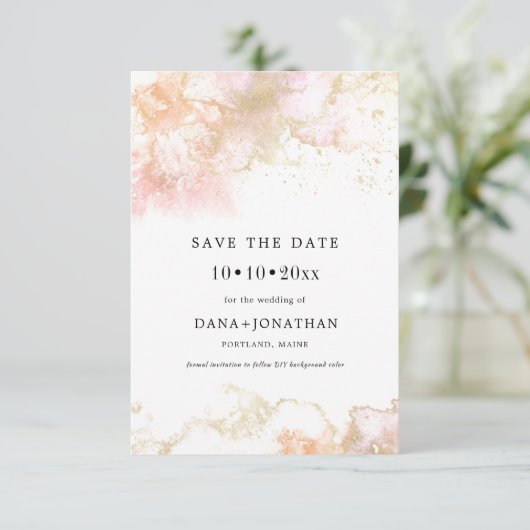 PixDezines H2 Roze golven Faux metallisch schuim Save The Date (Staand voorkant)