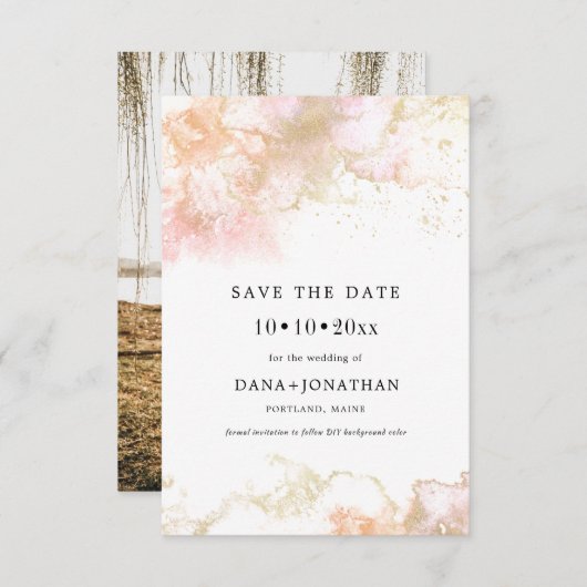 PixDezines H2 Roze golven Faux metallisch schuim Save The Date (Voorkant / Achterkant)