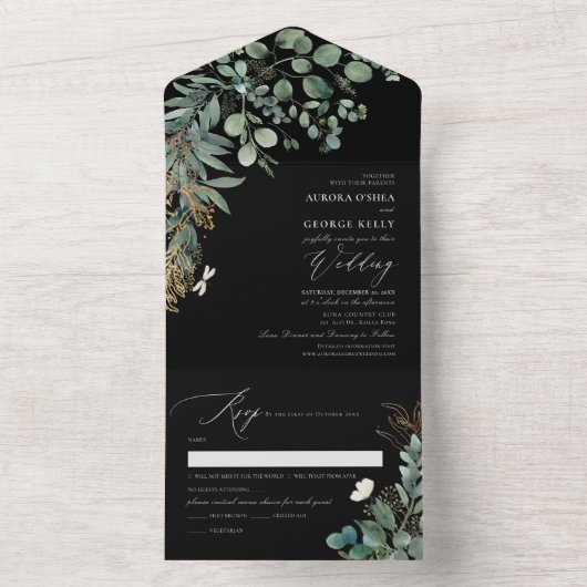 PixDezines H2 Rustisch Groen Gum Eucalyptus All In One Uitnodiging (Binnen)