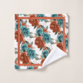 PixDezines H2 sarcelle vert rose blush Roses (Gant de toilette)