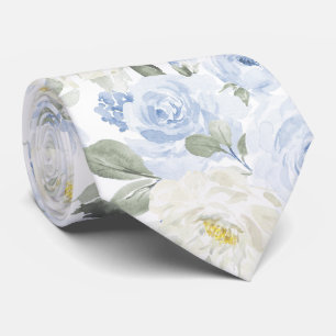PixDezines H2 Stof Blauwe Rozen Stropdas