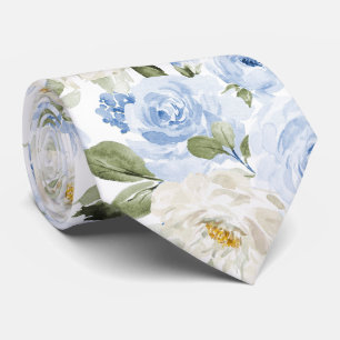 PixDezines H2 Stof Blauwe Rozen Stropdas