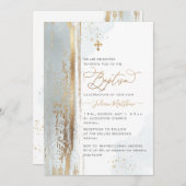 PixDezines H2 Stofblauwe Doop Uitnodiging (Voorkant / Achterkant)