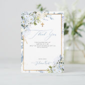 PixDezines H2 Stoffelijk Blauw Rozen Doop Dank u Kaart (Staand voorkant)