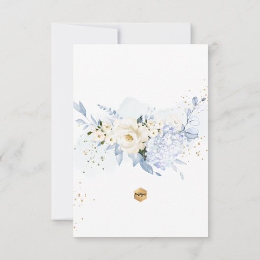 PixDezines H2 Stoffelijk Blauw Rozen Doop Dank u Kaart (Achterkant)