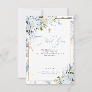 PixDezines H2 Stoffelijk Blauw Rozen Doop Dank u Kaart