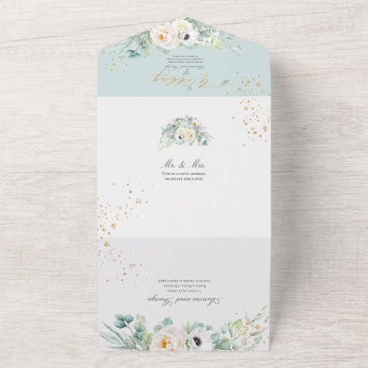 PixDezines H2 White Peonies Anemone All In One Uitnodiging (Buitenkant)