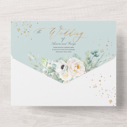 PixDezines H2 White Peonies Anemone All In One Uitnodiging (Achterkant)