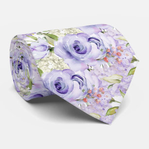 PixDezines H2 Zomer Paarse Rozen Hortensia Stropdas