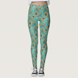 PixDezines Handdrawn H2 Pauw/Kobalt/Aquablauw Leggings