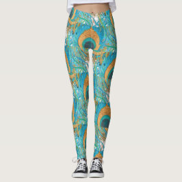 PixDezines Handdrawn H2 Pauw/Kobalt/Aquablauw Leggings