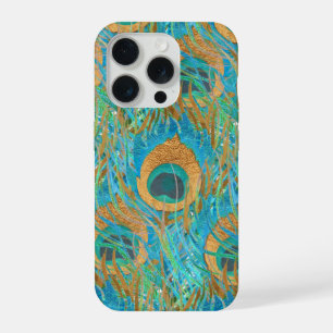 PixDezines Handgetekende H2 Pauw/Kobalt/Aquablauw iPhone 15 Pro Hoesje