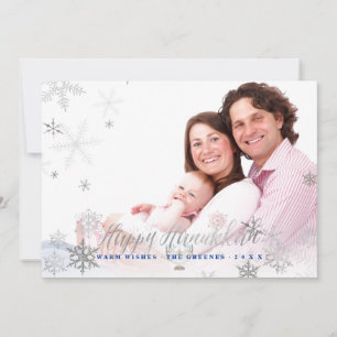 PixDezines Hanukkah/Faux Zilveren Sneeuwvlokken Feestdagenkaart