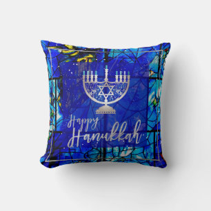 PixDezines Happy Hanukkah Glas in lood Kussen