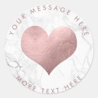 PixDezines HART FAUX ROOS GOUD + MARMER Ronde Sticker