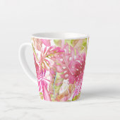 PixDezines Hawaïaans Oerwoud Roze Groen Bladgroen Latte Mok (Linkerhoek)