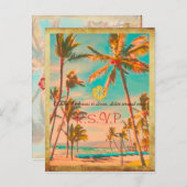 PixDezines Hawaiaans strand/blauwgroen Uitnodiging Briefkaart (Voorkant / Achterkant)