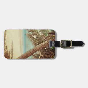 PixDezines hawaiiaanse strandpalmen+kokospalmen Bagagelabel